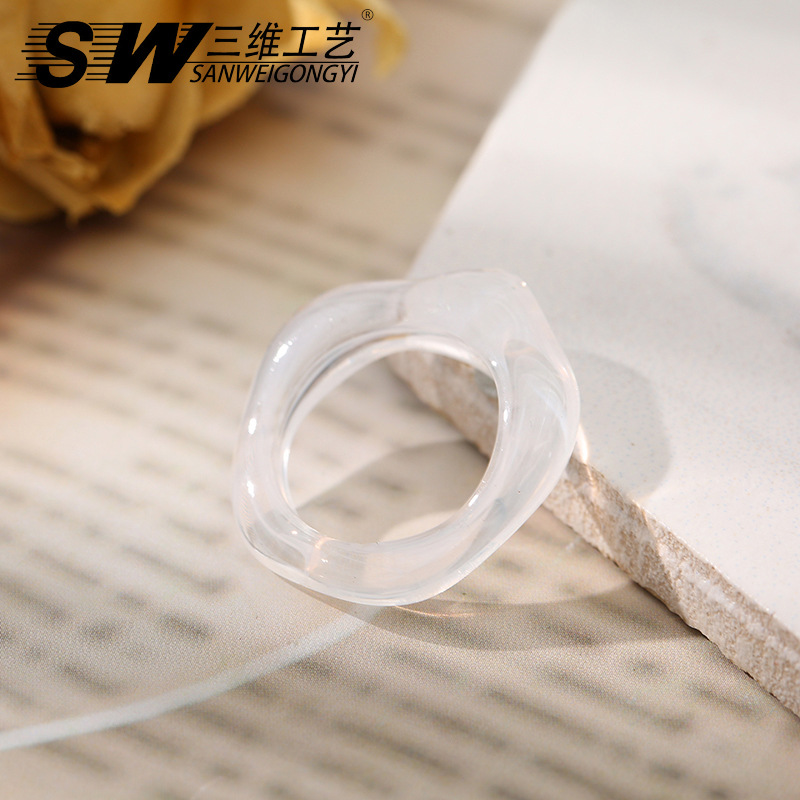 The same resin bright and transparent color ring as Dongdaemun in South Korea, featuring a simple macaron color ring design pic 12