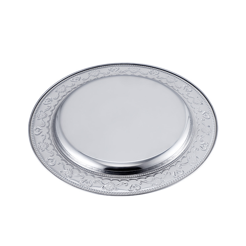 Factory wholesale stainless steel dinner plates, round plates with diamonds, process plates, electroplated fruit plates and display plates pic 9
