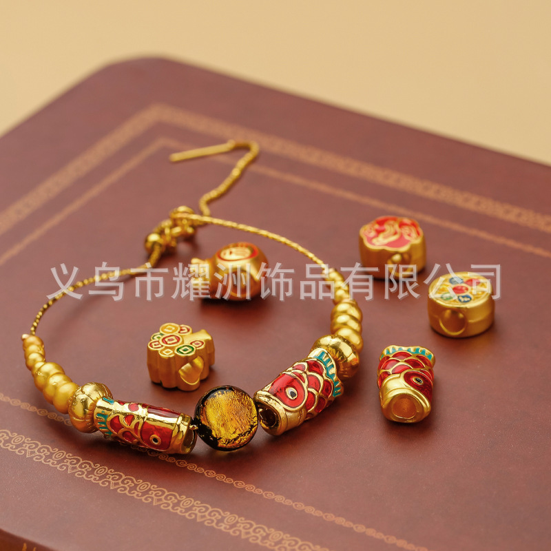 diy double-bell accessories of ancient sand golden bell orchid pendant, bell fortune bracelet, necklace wholesale pic 6