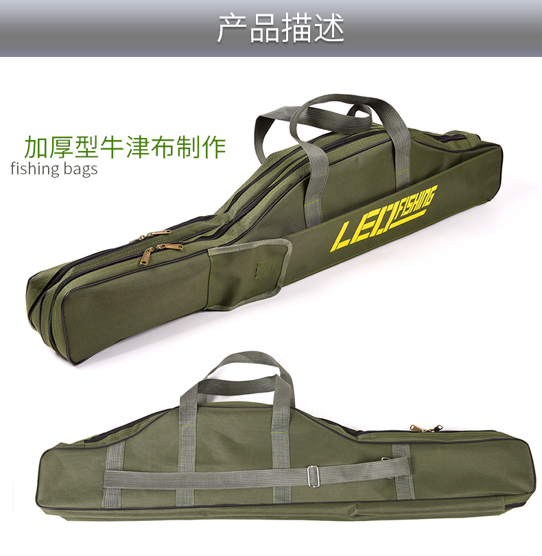 27746 LEO [Foldable large-belted fishing rod Bag 1M/ 1.5m Military Green/Black] Long fishing gear soft bag pic 4