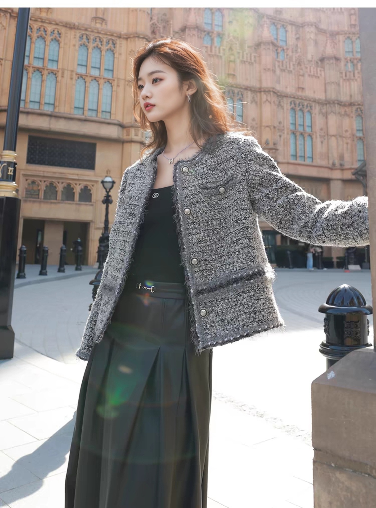 san@collection invierno 2024 nueva mujer pequeña fragancia tweed lana abrigo temperamento abrigo francés pic 10