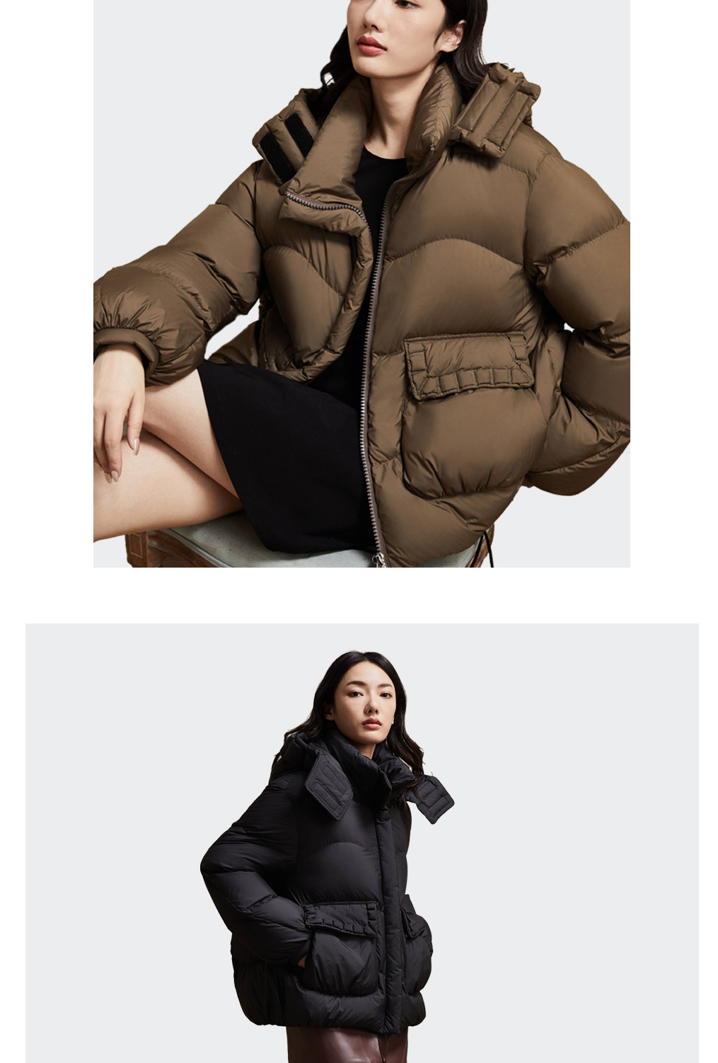 YIWEI-2023冬新款面包时尚休闲宽松连帽加厚保暖羽绒服外套女详情15