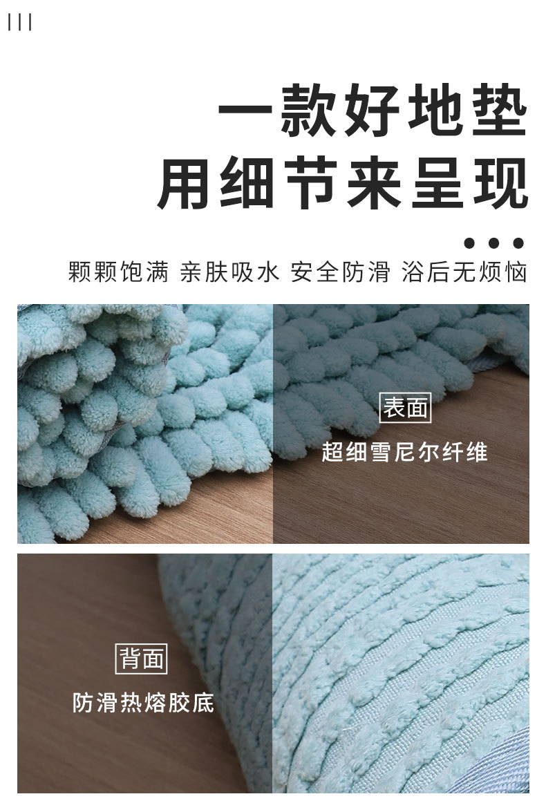 雪尼尔卫生间吸水地垫 康乐屋热熔胶防滑大门口垫 浴室防滑垫脚垫详情9