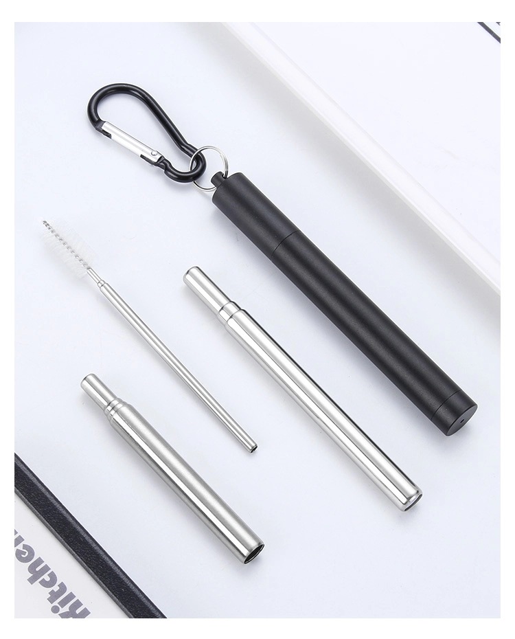 collapsible stainless steel straw Amazon Bestseller Collapsible straw Portable pack Portable easy to clean reusable stainless steel pic 1