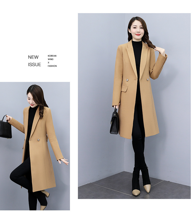 High-end woolen coat for women, mid-length, 2021 autumn/winter new style, fashionable and elegant, a slimming and form-fitting woolen coat for socialite pic 34
