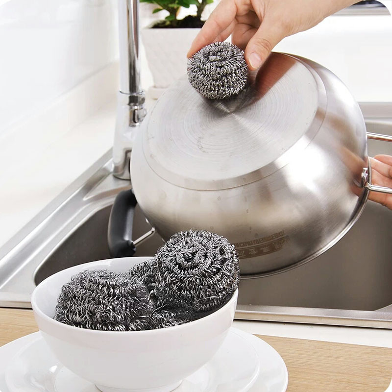 D1144 袋装4个钢丝球 四个清洁球 锅刷 2元店 两元店 百货批发详情5