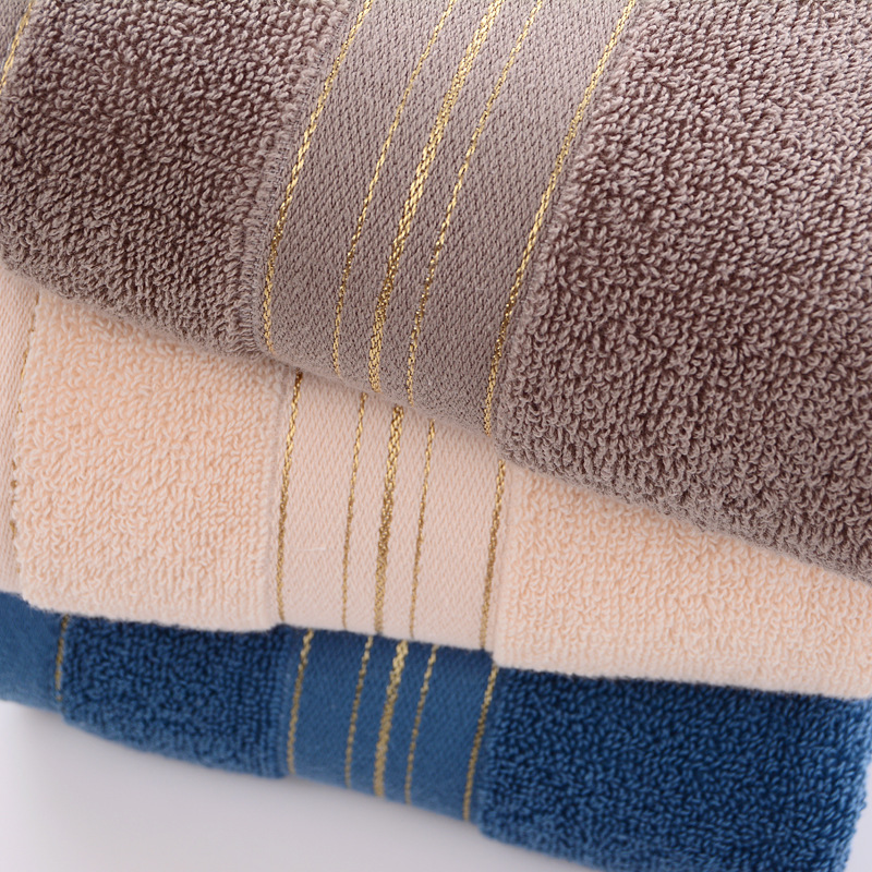 Wholesale thickened 400g cotton bath towels for home use, adult men and women, water-absorbing gold thread broken plain bath towels, can be made with logo pic 13