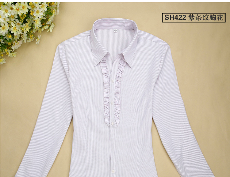 2023新款女士白领工装白衬衫刺绣logo 长袖女装职业工作衬衣绣花详情35