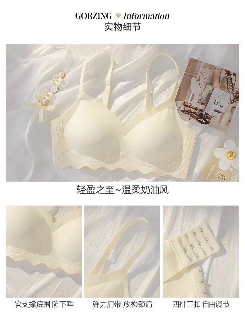 Girls' seamless underwear, women's no steel ring, beautiful back, big chest, small chest, comfortable, thin, gathering sleep bra, cover, shrink breasts pic 28