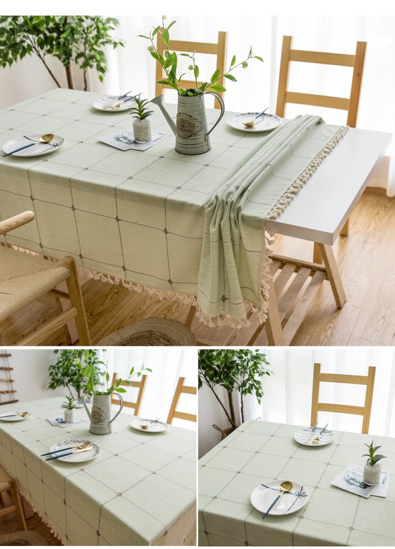 Cross-border Amazon farmhouse antique embroidery party tablecloth, cotton and linen outdoor linen coarse linen waterproof cover tablecloth pic 37