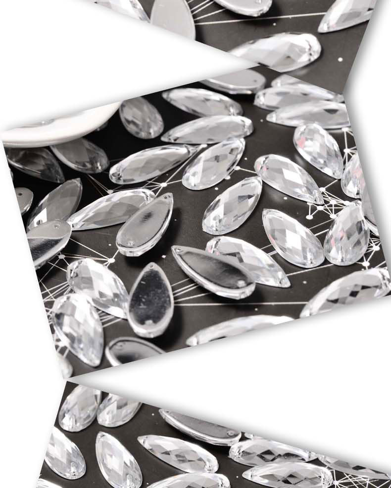 仿进口台湾亚克力钻水滴格面棱形菱形双孔平底手缝钻 diy饰品配件详情14