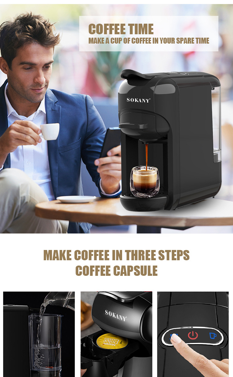 Cross-border foreign trade SOKANY516 Italian capsule coffee machine Portable office small household coffee pot pic 4
