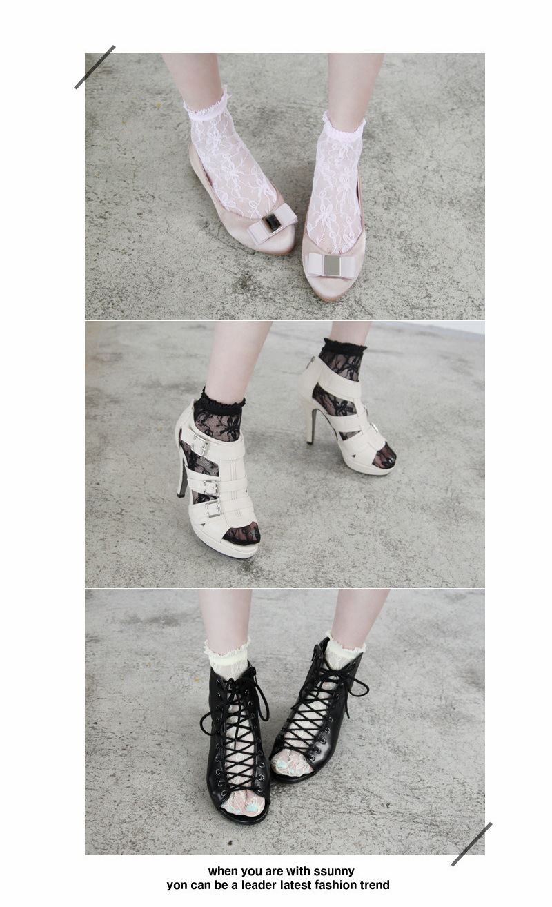 Factory direct sales of Korean summer socks, silk socks, spring and autumn socks, lace, colorful trendy short socks for women pic 6