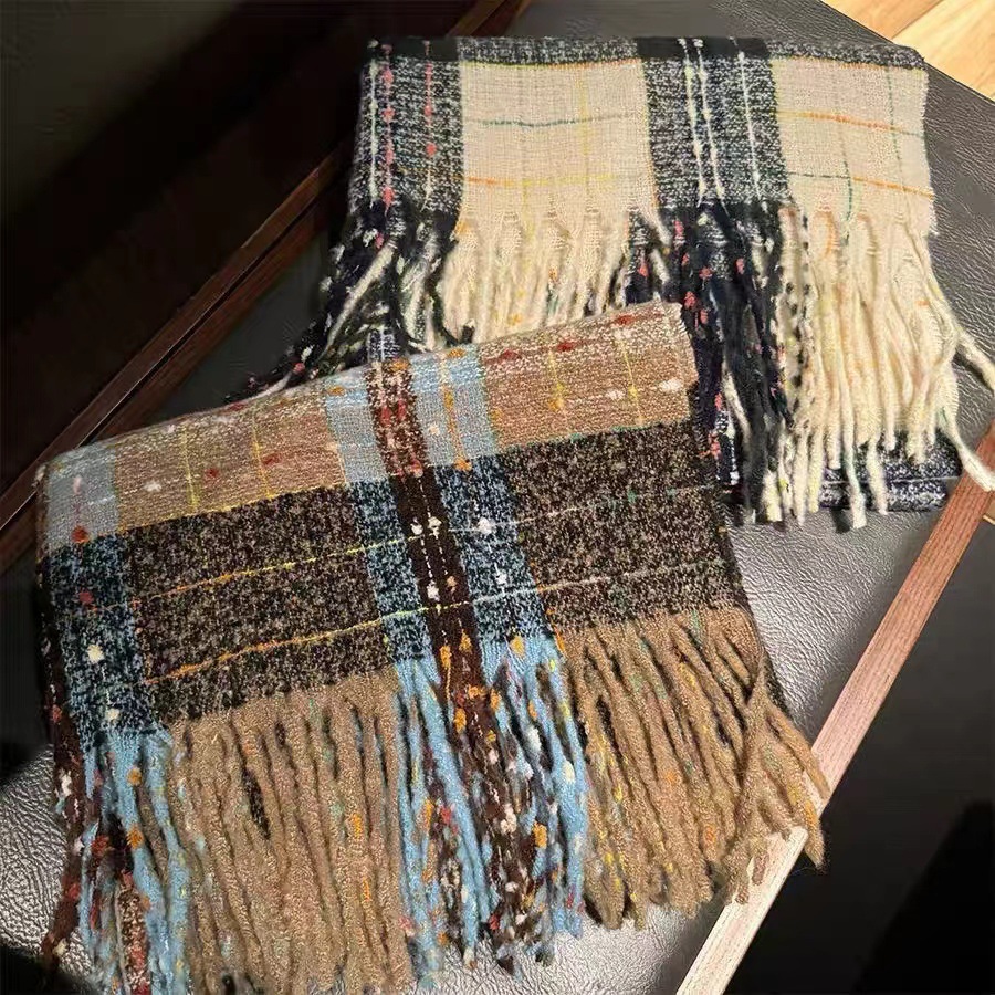 冬日旅社满目星河津川秋栗格子仿羊绒加厚女冬季新款围巾韩版保暖详情4