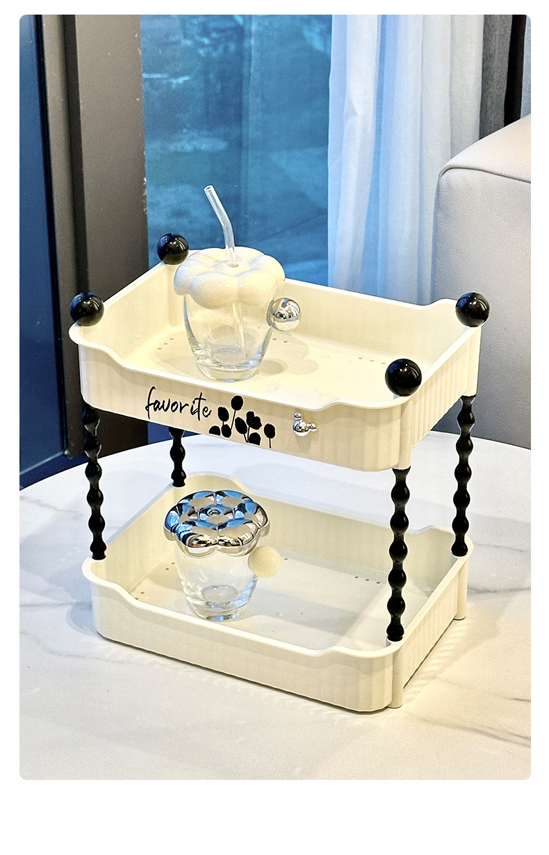 Popular cream snack trolley, living room water cup storage rack, bathroom toiletries, bedroom cosmetics storage rack. Cute cream snack trolley, living room water cup storage rack, bathroom toiletries, bedroom cosmetics storage rack pic 7