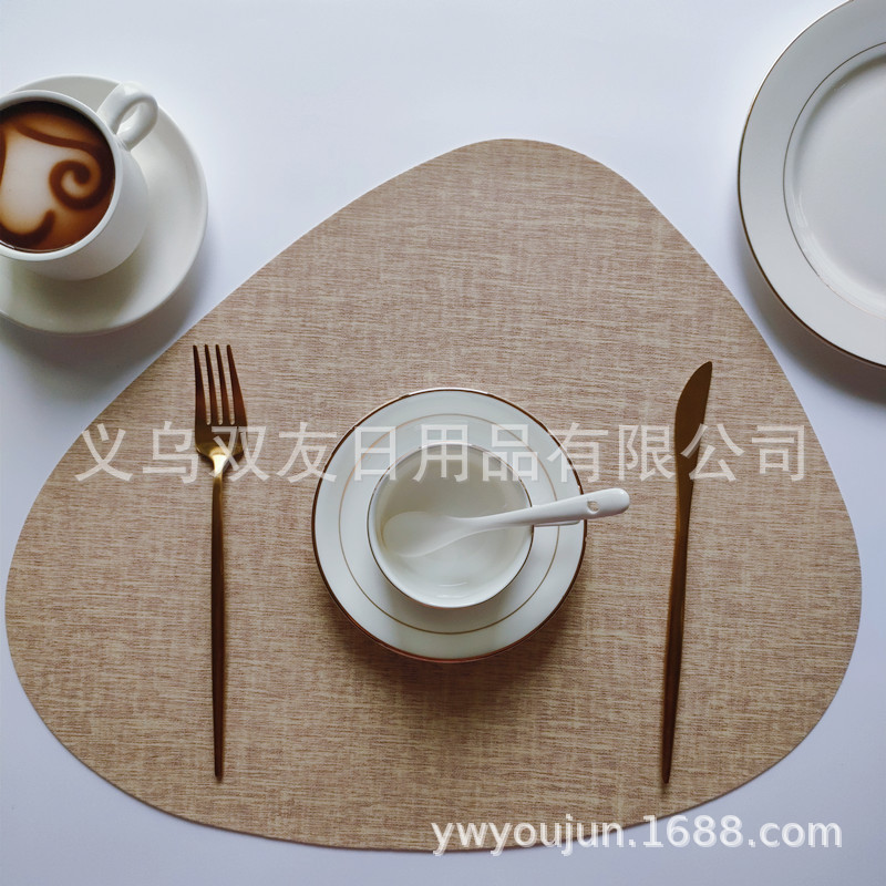 PVC木纹蛋形西餐垫北欧隔热垫碗垫餐垫家用垫防水防油桌垫装饰垫详情9