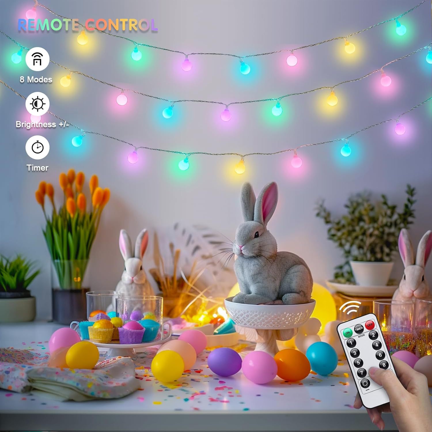 Cordones de luz led bolas de color nubuck luces decorativas de pascua luces de atmósfera de navidad caja de batería luces de color luces intermitentes wholesale pic 4