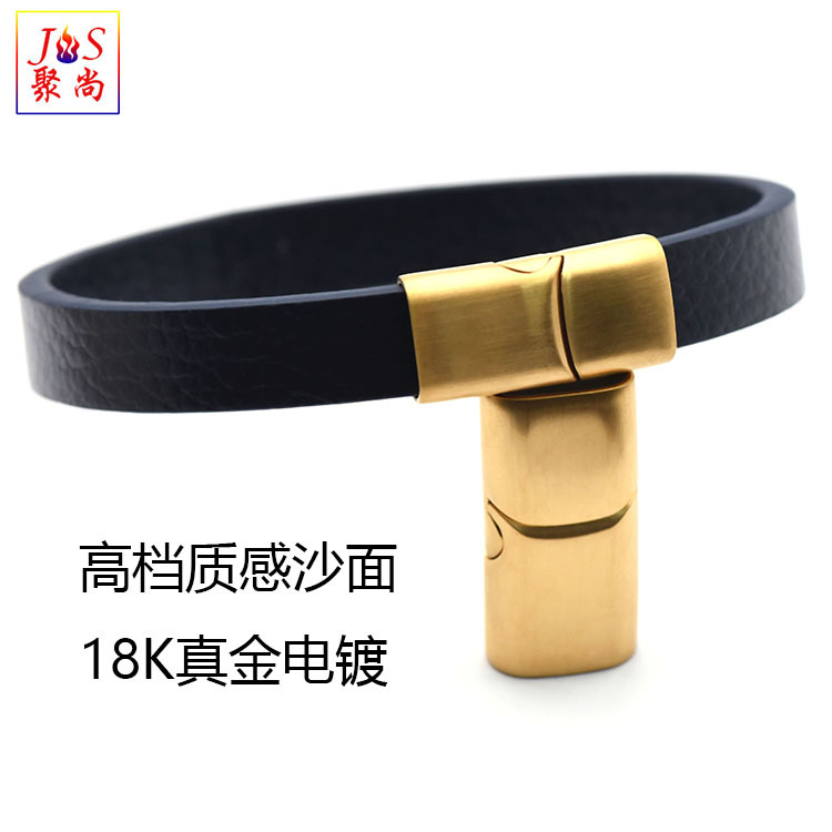 Stainless steel magnetic buckle wrist flat buckle head titanium steel bracelet switch woven leather rope chain suction titanium steel buckle diy pic 17