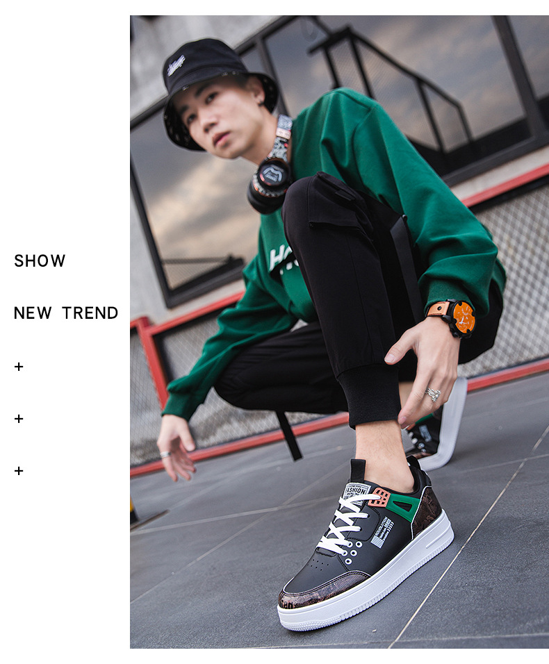 国潮时尚板鞋青年低帮皮面休闲运动潮鞋2022春季新款直播男鞋批发详情8