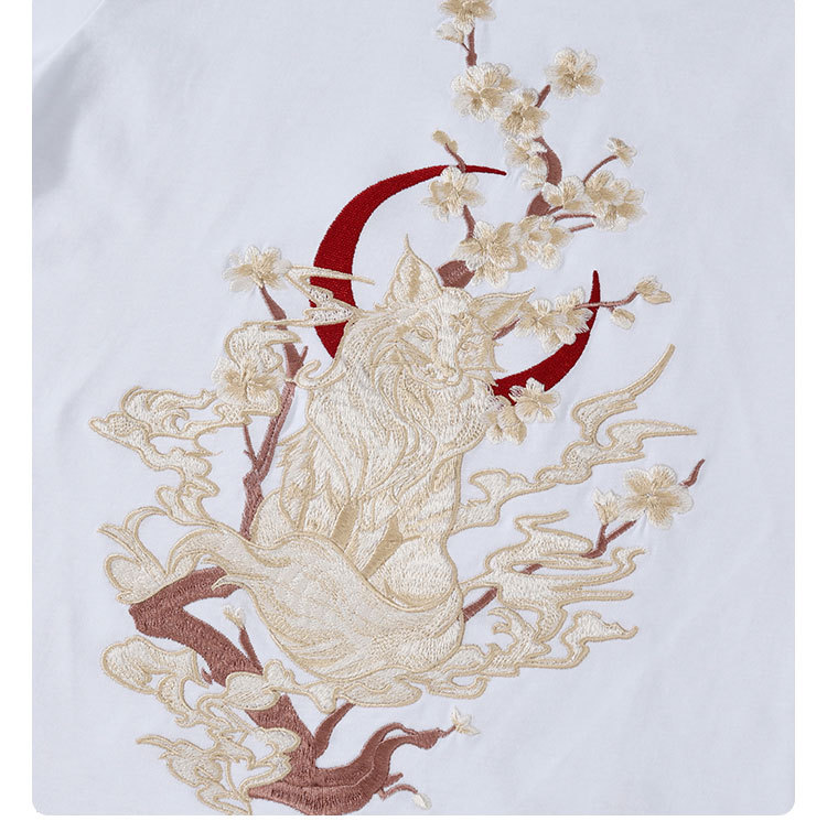 国潮夏季新款短袖t恤男装圆领宽松大码纯棉国潮重工刺绣潮牌 休闲半袖 pic 4