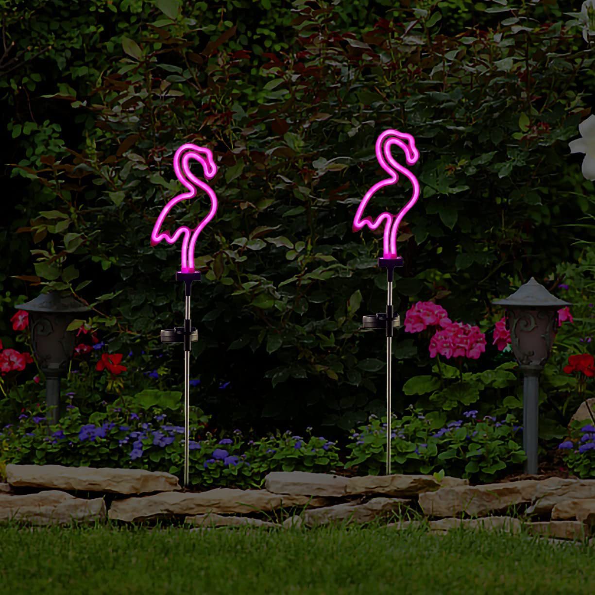 Solar flamingo neon lawn lights, LED sensor courtyard ground plug outdoor garden decorative lights, other outdoor lighting fixtures, other outdoor products pic 6