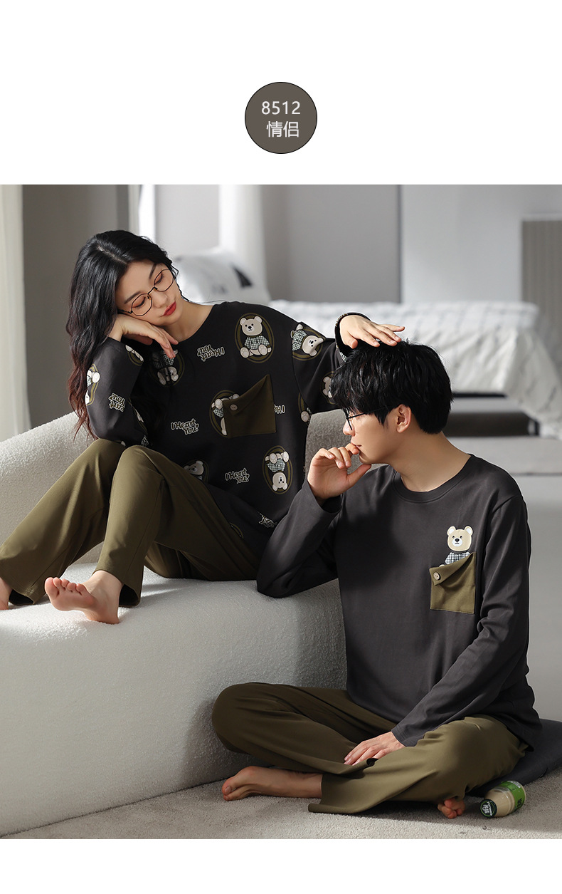 品牌情侣睡衣女长袖纯棉冬季新款韩版男士大码秋冬全棉家居服套装详情32