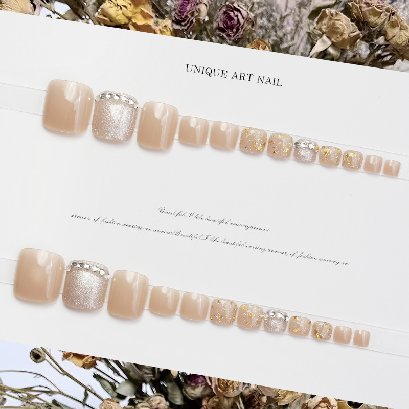 JZ-135 Wearable nail Art nail plate wholesale matte gold edge French toenail stickers detachable pieces waterproof toenails pic 20