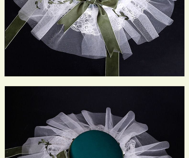The 2020 European and American exaggerated bridal hat fashion show, retro wide-brimmed hat, wedding photo studio wedding dress, forest-themed lace hat pic 16