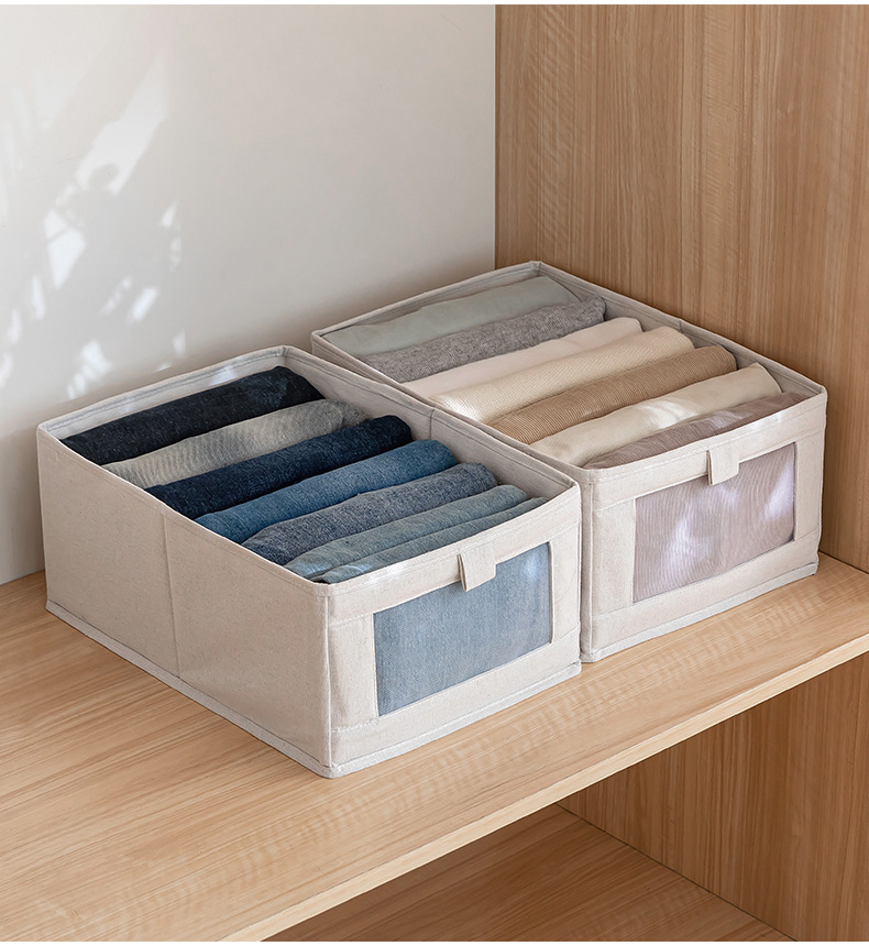 Viewing window fabric storage box, pants and clothes storage wonder, wardrobe clothes storage box, drawer-type organization box pic 3