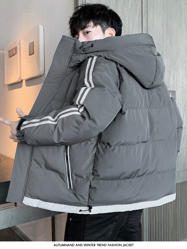 High-end large-sized winter hooded cotton-padded jacket for men, down cotton-padded jacket for overweight young men, and windproof cotton-padded jacket for overweight young men pic 12