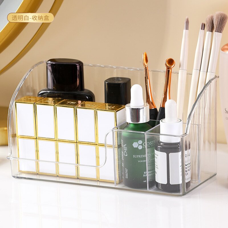Light luxury multi-cell division desktop cosmetics storage box acrylic rectangular finishing box dresser skin care products pic 19