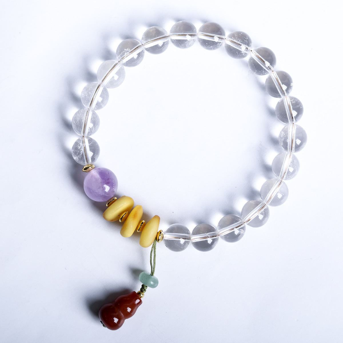 Wholesale of natural white crystal purple lithium bracelets, beeswax cakes, red agate gourds, cultural and artistic bracelets, and new Chinese-style jewelry pic 10