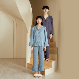 Pareja hielo pijamas de seda mujeres verano seda manga corta moda imitación de seda ropa casera outwear traje hombre al por mayor pic 9