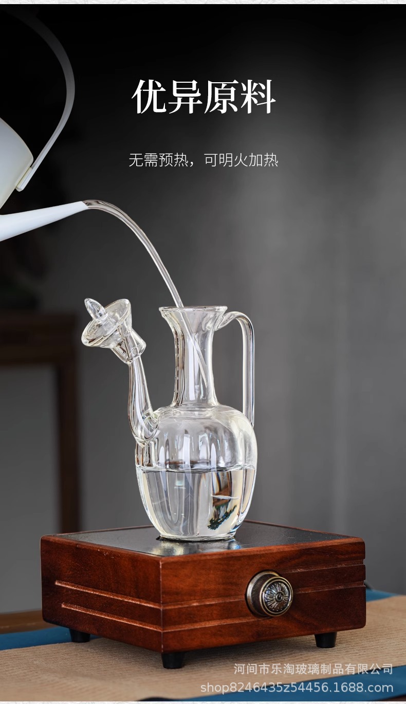 透明仿宋执壶玻璃贵妃壶高硼硅玻璃绿茶壶电陶炉煮茶小青柑泡茶壶详情6