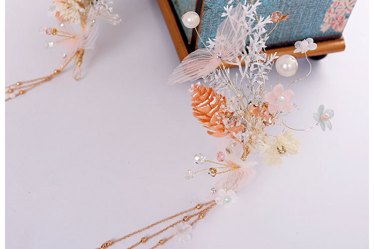 New Korean-style headband for brides, super fairy-like pink starry sky tassel edge clip, wedding style headwear wholesale pic 14