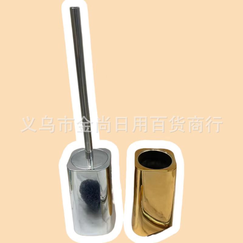 Gold-plated toilet brush for household bathroom cleaning, no blind spots, with base, bathroom long handle gold-plated set pic 10
