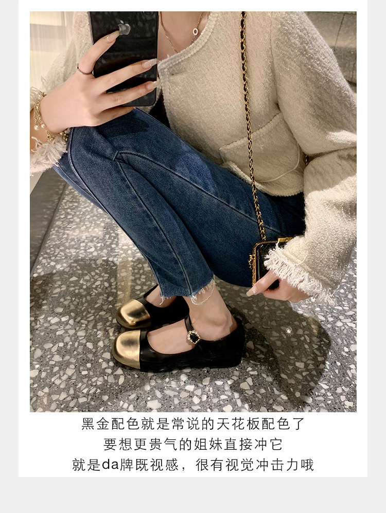 百搭时装真皮女鞋春秋小香风气质单鞋子法式玛丽珍鞋女高跟鞋粗跟详情17