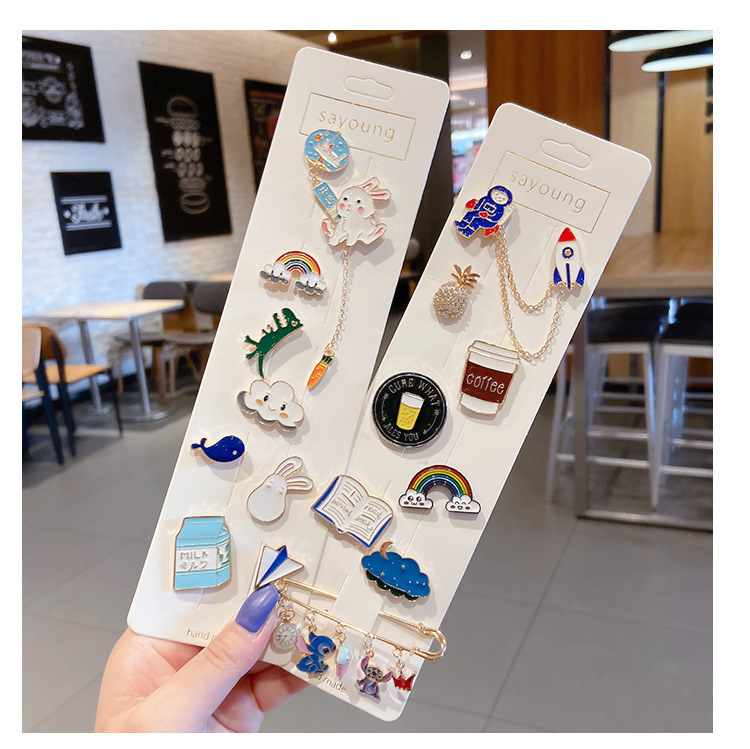Cute Japanese brooches, trendy and individualistic alloy badges, brooches, accessories, cartoon collars, clothes, summer trinkets pic 33