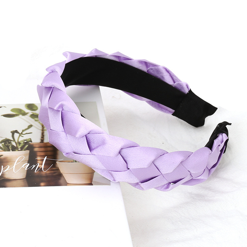 欧美纯色手工编织麻花头箍 亚马逊潮流单色辫子头扣 洗脸压发发饰详情11