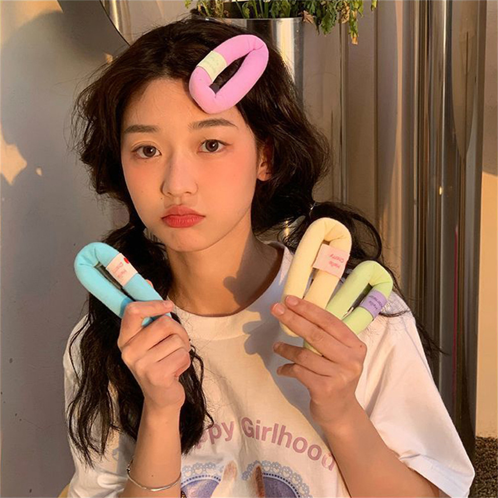 Cream-colored puffy sponge hair clips, cute large bangs clips, BB clips, makeup clips, hair clip edge clips, and teenage hair accessories pic 1