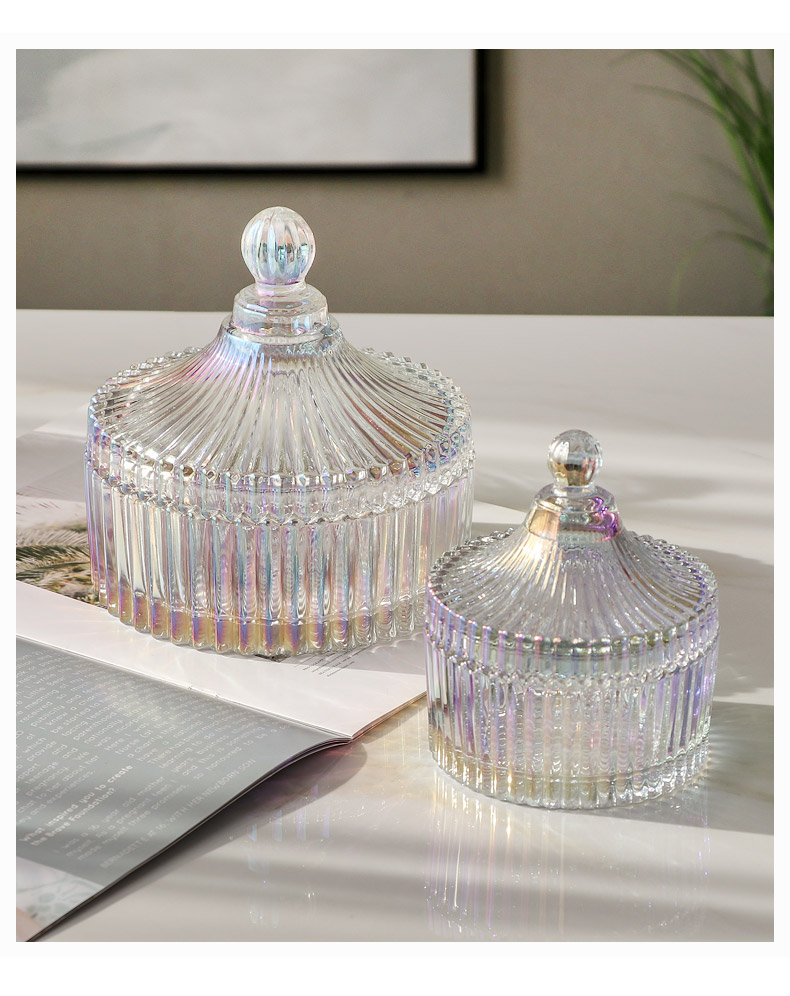 透明轻奢玻璃首饰盒小精致卫生间化妆棉手表饰品收纳糖果罐ins风详情2