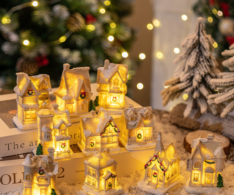 Christmas decorations, Christmas resin small houses, LED illuminated houses, Christmas micro-landscape ornaments, Christmas gifts pic 1