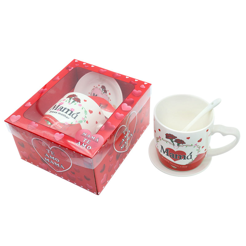创意镀金西语母亲节陶瓷马克杯牛奶杯大容量杯具外贸专供带柄勺托盘咖啡杯套装送妈妈的礼物工厂直供支持多语做客logo详情5
