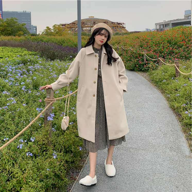 女大衣高级感2022秋冬款韩版学院风呢子风衣气质中长款毛呢外套女详情15