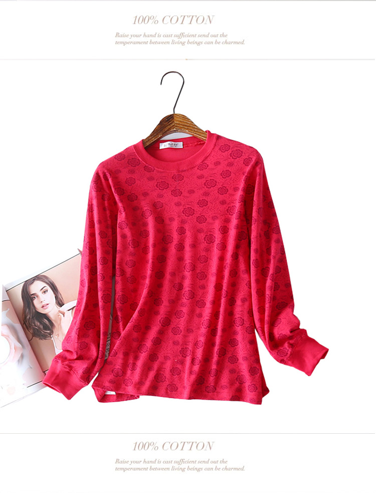 单件中老年女士秋衣纯棉上衣加肥加大码半中高领老人线衣200斤薄详情9