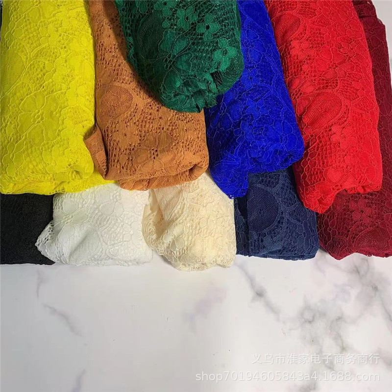 Elastic brocade lace fabric in stock, multi-color soft clothing dress fabric, mesh lace skirt accessories pic 4