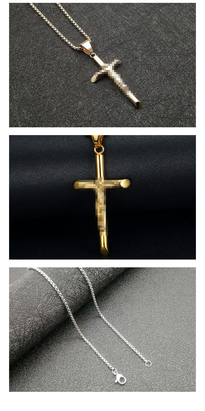 European and American titanium steel necklace, cross pendant, non-fading neck chain, diy punk hip-hop accessory for men and women, Instagram pic 8