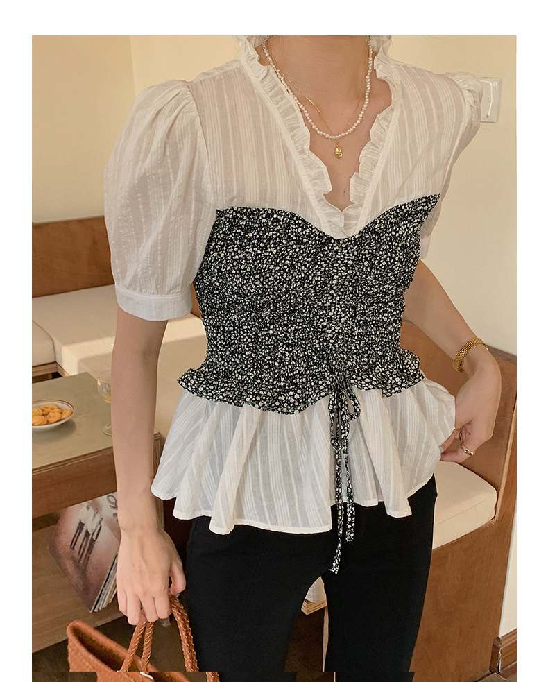 【复活款】法式复古V领碎花短款上衣夏季新款衬衫设计感小众Q1082详情17