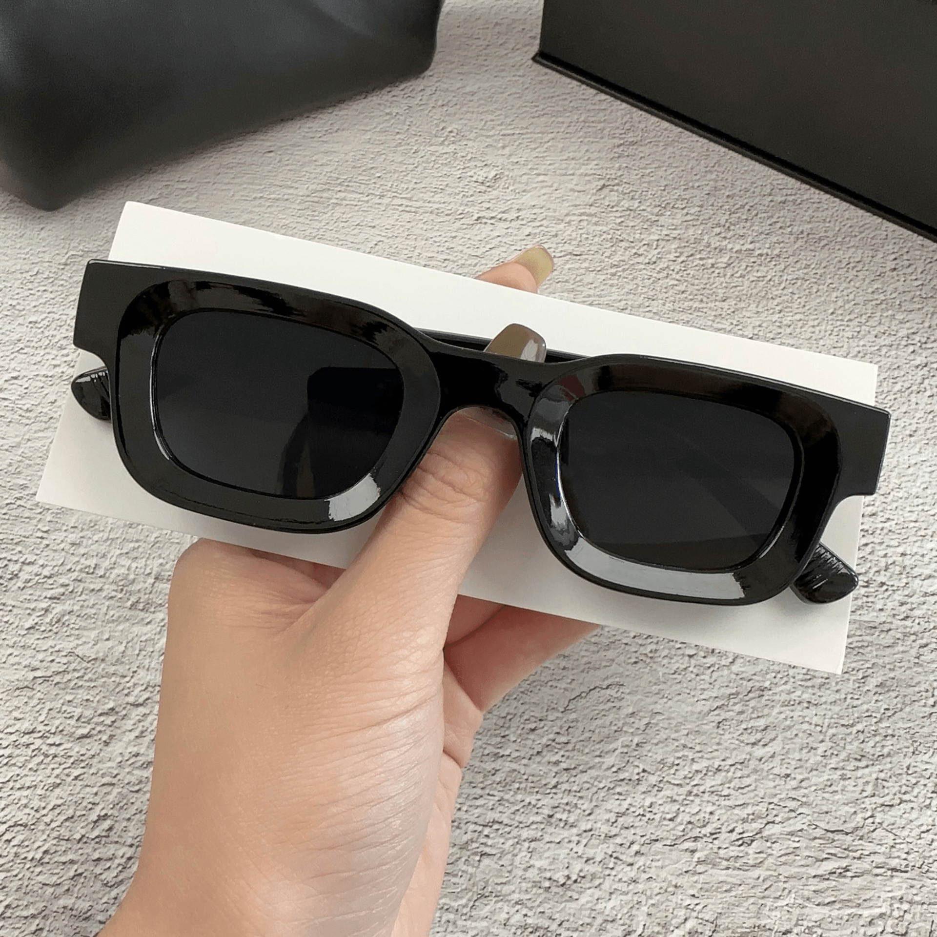 新款黑框茶色墨镜男高级感痞帅遮阳防紫外线太阳镜女韩版时尚方框详情7