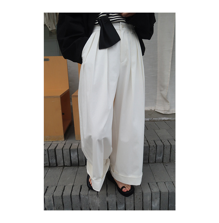 时简 自由随性 慵懒风竖条洗水休闲裤 显瘦百搭亲肤棉阔腿裤00037详情22